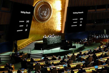Phiên họp đặc biệt lần thứ 11 của Đại hội đồng Liên hợp quốc trong 77 năm thành lập và phát triển. (Ảnh: Reuters)