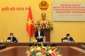 Phó Chủ tịch Quốc hội Nguyễn Đức Hải kết luận nội dung buổi làm việc. (Ảnh: quochoi.vn)