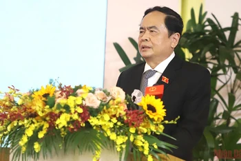 Đồng chí Trần Thanh Mẫn, Ủy viên Bộ Chính trị, Phó Chủ tịch Thường trực Quốc hội phát biểu chỉ đạo hội nghị. (Ảnh: ANH ĐÀO)