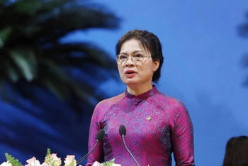 Bà Hà Thị Nga, Ủy viên Trung ương Đảng, Chủ tịch Hội Liên hiệp Phụ nữ Việt Nam khóa XIII. (Ảnh: Phương Hoa/TTXVN)