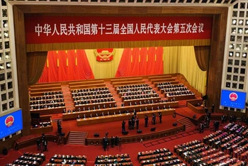 Phiên bế mạc kỳ họp thứ 5 Quốc hội Trung Quốc khóa 13. (Ảnh: HỮU HƯNG)