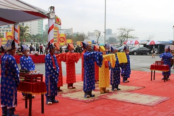 Tế lễ tại lễ hội Cầu phúc đền Độc Cước, thành phố Sầm Sơn.