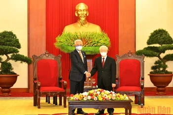 Chiều 21/3/2022, tại Trụ sở Trung ương Đảng, Tổng Bí thư Nguyễn Phú Trọng tiếp Thủ tướng Malaysia Ismail Sabri Yaakob thăm chính thức Việt Nam. (Ảnh: ĐĂNG KHOA)