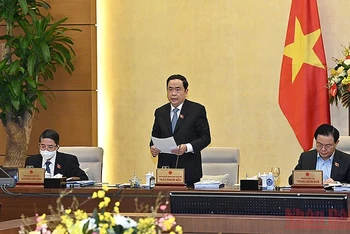 Phó Chủ tịch Thường trực Quốc hội Trần Thanh Mẫn điều hành nội dung phiên họp. (Ảnh Duy Linh)