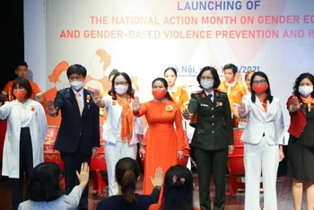 Lễ phát động Tháng hành động vì bình đẳng giới và phòng ngừa, ứng phó với bạo lực trên cơ sở giới năm 2021. (Ảnh: UN Women)