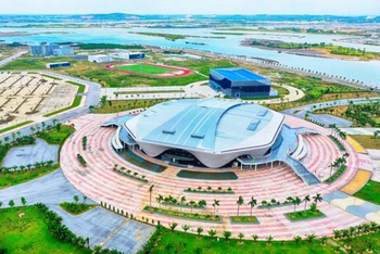 Nhà thi đấu 5000 chỗ (Phường Đại Yên, TP Hạ Long) dự kiến là nơi diễn ra Lễ Khai mạc Đại hội Thể thao toàn quốc lần thứ IX năm 2022. Ảnh: VGP
