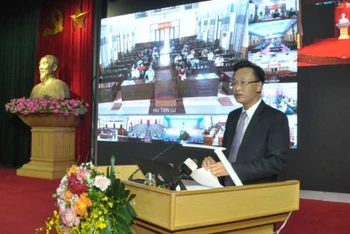 Bí thư Tỉnh ủy Hưng Yên, Nguyễn Hữu Nghĩa phát biểu tại hội nghị.