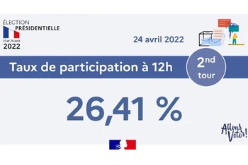 Kết quả đi bỏ phiếu tính tới 12 giờ ở Pháp. Ảnh: Bộ Nội vụ Pháp.