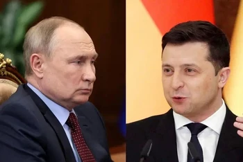 Tổng thống Nga Vladimir Putin (trái) và Tổng thống Ukraine Volodymyr Zelensky. (Ảnh: Reuters)