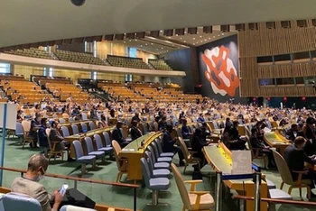 Quang cảnh một phiên bỏ phiếu của Đại hội đồng Liên hợp quốc. (Ảnh: Hữu Thanh/TTXVN)