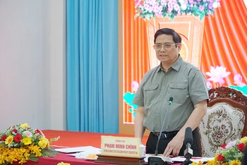 Thủ tướng Phạm Minh Chính phát biểu trong buổi làm việc với lãnh đạo tỉnh Sóc Trăng.