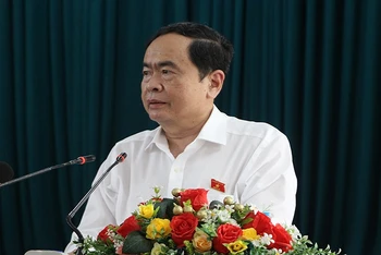 Đồng chí Trần Thanh Mẫn phát biểu tại hội nghị.