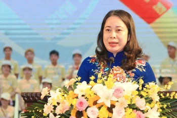 Phó Chủ tịch nước Võ Thị Ánh Xuân phát biểu ý kiến tại buổi lễ.
