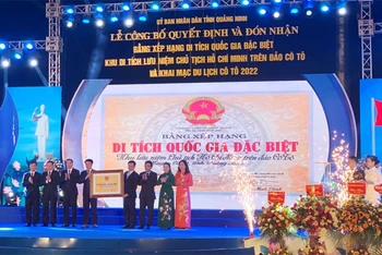 Đảng bộ, chính quyền, quân và dân huyện đảo Cô Tô vinh dự đón nhận Bằng xếp hạng di tích quốc gia đặc biệt cho Di tích lịch sử Khu lưu niệm Chủ tịch Hồ Chí Minh trên đảo Cô Tô