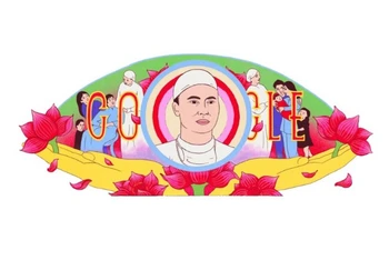 Google Doodle kỷ niệm 110 năm ngày sinh Giáo sư, Bác sĩ Tôn Thất Tùng. (Ảnh: Google)