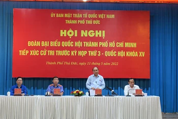 Chủ tịch nước Nguyễn Xuân Phúc phát biểu tại Hội nghị, chiều 11/5.