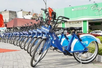 Trạm xe đạp công cộng ở Quảng trường Thống Nhất, thành phố Hải Dương.