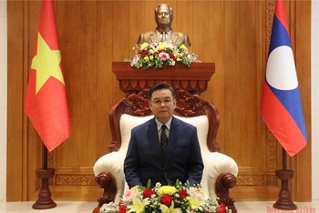 Chủ tịch Quốc hội Lào Saysomphone Phomvihane. (Ảnh: Xuân Sơn)