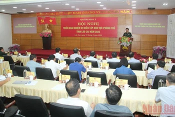 Hội nghị Triển khai nhiệm vụ diễn tập khu vực phòng thủ tỉnh Lào Cai năm 2022. (Ảnh: QUỐC HỒNG) 