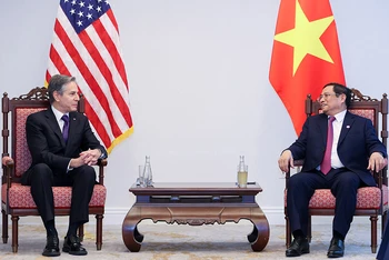 Thủ tướng Phạm Minh Chính đã tiếp Bộ trưởng Ngoại giao Hoa Kỳ Antony Blinken. (Ảnh: NHẬT BẮC)
