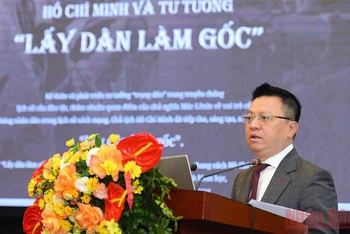 Đồng chí Lê Quốc Minh phát biểu tại lễ khai trương Trang thông tin. (Ảnh: THÀNH ĐẠT)