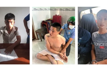 Các đối tượng đã bị tạm giữ hình sự để điều tra vụ tổ chức cướp tiệm vàng tại thành phố Tuy Hòa, Phú Yên. (Ảnh: Công an thành phố Tuy Hòa cung cấp)