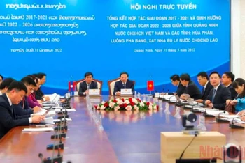 Quang cảnh hội nghị hợp tác giữa tỉnh Quảng Ninh với 3 tỉnh bắc Lào.