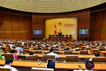 Quang cảnh phiên họp Quốc hội tại Hội trường Diên Hồng, ngày 6/6. (Ảnh: THỦY NGUYÊN)