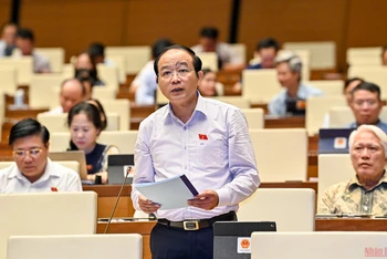 Đại biểu Lã Thanh Tân phát biểu tại phiên thảo luận của Quốc hội chiều 10/6. (Ảnh: LINH NGUYÊN)