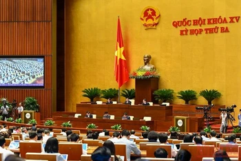 Quang cảnh phiên họp Quốc hội tại Hội trường Diên Hồng, ngày 10/6. (Ảnh: THỦY NGUYÊN)
