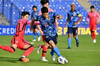 U23 Hàn Quốc trở thành cựu vương châu Á sau trận thua 0-3 trước U23 Nhật Bản. (Ảnh: AFC)