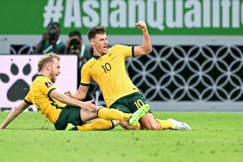 Vượt qua Peru, Australia giành vé dự World Cup 2022. (Ảnh: AFP)