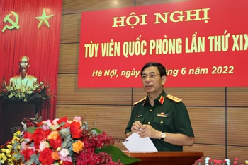 Đại tướng Phan Văn Giang phát biểu chỉ đạo tại hội nghị. (Ảnh: mod.gov.vn)