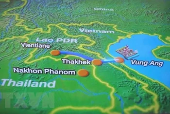 Bản đồ tuyến đường sắt Lào-Việt Nam. (Ảnh: TTXVN)