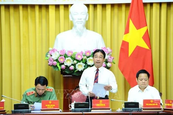 Phó Chủ nhiệm Văn phòng Chủ tịch nước Phạm Thanh Hà chủ trì cuộc họp. (Ảnh TTXVN)