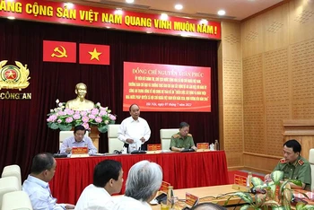 Chủ tịch nước Nguyễn Xuân Phúc phát biểu tại buổi làm việc với Đảng ủy Công an Trung ương.