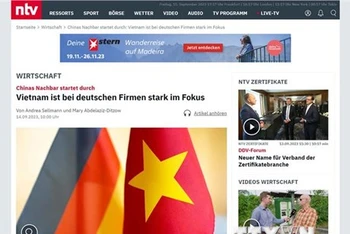 Trang NTV của Đức ngày đăng bài viết về sự hấp dẫn của thị trường Việt Nam. (Ảnh: TTXVN)