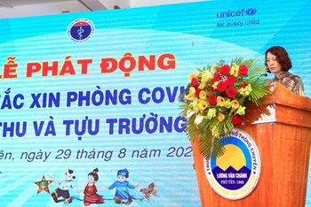 Thứ trưởng Bộ Y tế Nguyễn Thị Liên Hương phát biểu tại phát động. (Ảnh: Bộ Y tế) 