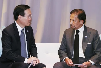 Bên lề APEC 2023, Chủ tịch nước Võ Văn Thưởng gặp Quốc Vương Brunei Haji Hassanal Bolkiah. (Ảnh: baoquocte.vn)