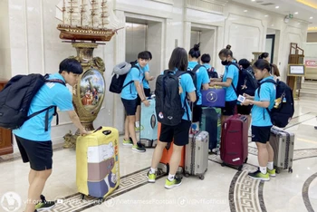 Các thành viên đội tuyển nữ quốc gia ổn định nơi ăn nghỉ tại Hải Phòng. (Ảnh: VFF)