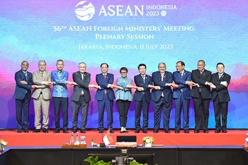 Lãnh đạo các nước tại phiên họp toàn thể Hội nghị AMM-56. (Ảnh: Bộ Ngoại giao)