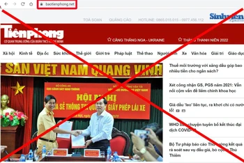 Tên miền và giao diện trang web giả mạo Báo Tiền Phong điện tử.