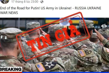 Một tài khoản Facebook đăng tải video thông tin sai sự thật rằng quân đội Mỹ đang hiện diện ở Ukraine. (Ảnh chụp màn hình)