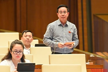 Đại biểu Quốc hội tỉnh Thái Bình Nguyễn Văn Huy phát biểu ý kiến thảo luận. (Ảnh: DUY LINH) 
