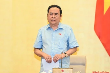 Phó Chủ tịch Thường trực Quốc hội Trần Thanh Mẫn phát biểu ý kiến tại phiên họp. (Ảnh: DUY LINH)