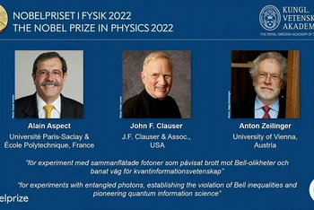 Chân dung ba nhà khoa học giành giải Nobel Vật lý 2022. (Ảnh: Nobel Prize)