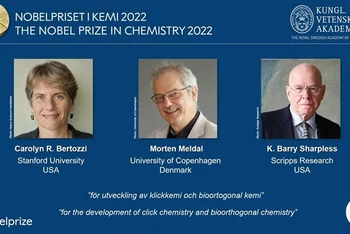 Chân dung ba nhà khoa học giành giải Nobel Hóa học 2022. (Ảnh: Nobel Prize)