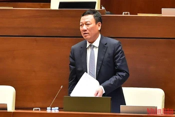 Tổng Thanh tra Chính phủ Đoàn Hồng Phong trả lời chất vấn của đại biểu Quốc hội. (Ảnh: THỦY NGUYÊN)