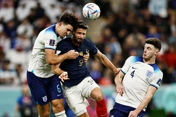 Tiền đạo Olivier Giroud (số 9) tỏa sáng giúp Pháp giành vé vào bán kết World Cup 2022. (Ảnh: Reuters)