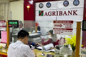 Khách hàng giao dịch tại chi nhánh ngân hàng Agribank.